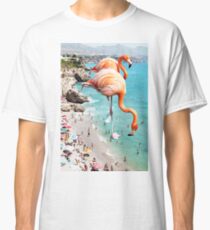 Flamingos on the Beach #redbubble #decor Classic T-Shirt