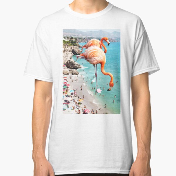 Flamingos on the Beach #redbubble #decor Classic T-Shirt