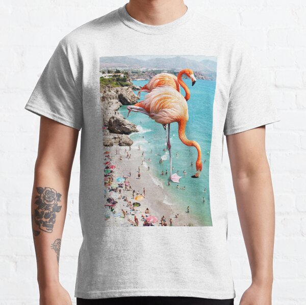 Flamingos on the Beach #redbubble #decor Classic T-Shirt