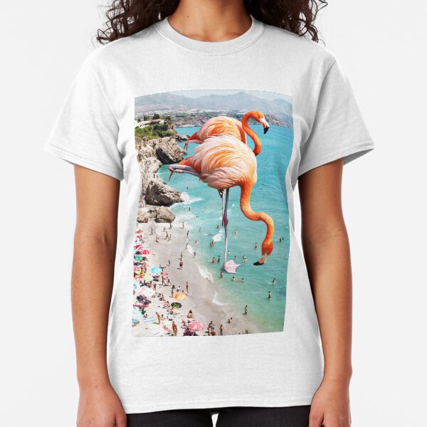 Flamingos on the Beach #redbubble #decor Classic T-Shirt