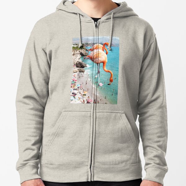 Flamingos on the Beach #redbubble #decor Zipped Hoodie