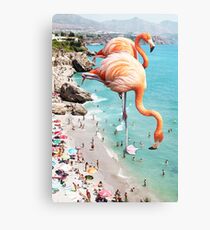 Flamingos on the Beach #redbubble #decor Metal Print