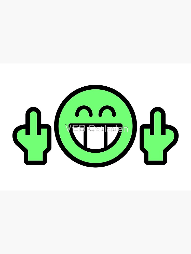 Poster mit Smiley Emoji frech grinsen Stinkefinger (3c) von VEB Ostladen