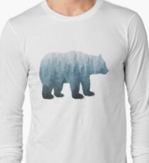 Misty Forest Bear - Turquoise Long Sleeve T-Shirt