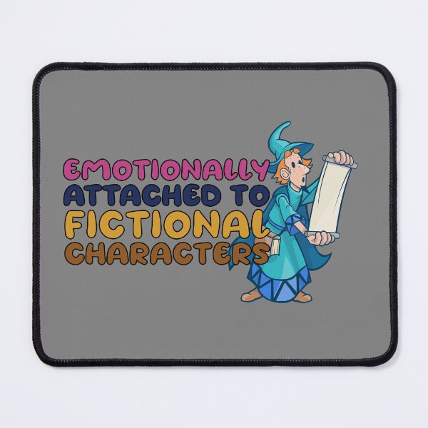 Item preview, emotionally attached to fictional characters | Funny Reading Quote with Multi Colored Goofy Rounded Font and Wizard designed and sold by SomeDesignThing.