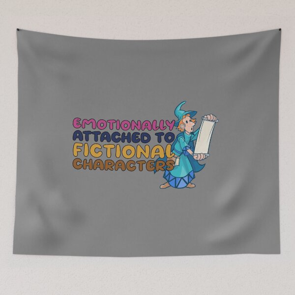 Item preview, emotionally attached to fictional characters | Funny Reading Quote with Multi Colored Goofy Rounded Font and Wizard designed and sold by SomeDesignThing.