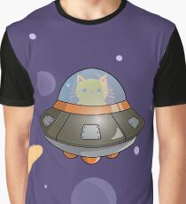 Cat in a UFO Graphic T-Shirt