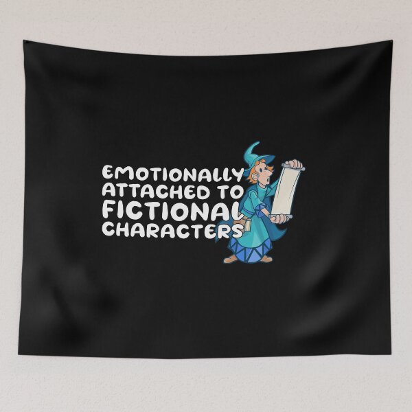 Item preview, emotionally attached to fictional characters | Funny Reading Quote with Multi Colored Goofy Rounded Font and Wizard designed and sold by SomeDesignThing.