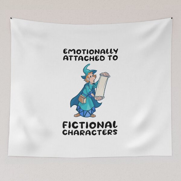 Item preview, Emotionally attached to fictional characters | Funny Reading Quote with Multi Colored Goofy Rounded Font and Wizard designed and sold by SomeDesignThing.