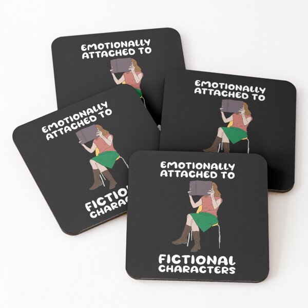 Item preview, Emotionally attached to fictional characters | Funny Reading Quote with Goofy Rounded Font and Girl Reading a Book designed and sold by SomeDesignThing.