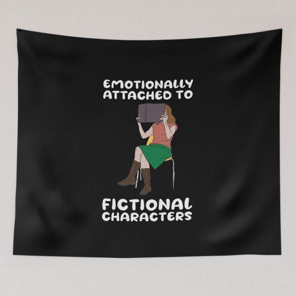 Item preview, Emotionally attached to fictional characters | Funny Reading Quote with Goofy Rounded Font and Girl Reading a Book designed and sold by SomeDesignThing.
