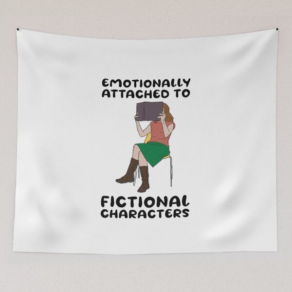 Item preview, Emotionally attached to fictional characters | Funny Reading Quote with Goofy Rounded Font and Girl Reading a Book designed and sold by SomeDesignThing.