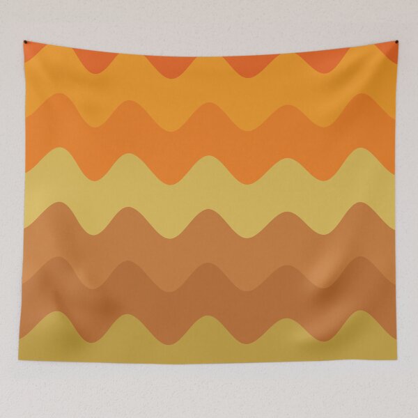Item preview, 70s pattern  Retro groovy waves  in orange, ochre, brown and mustard green  designed and sold by Yasminepatterns .