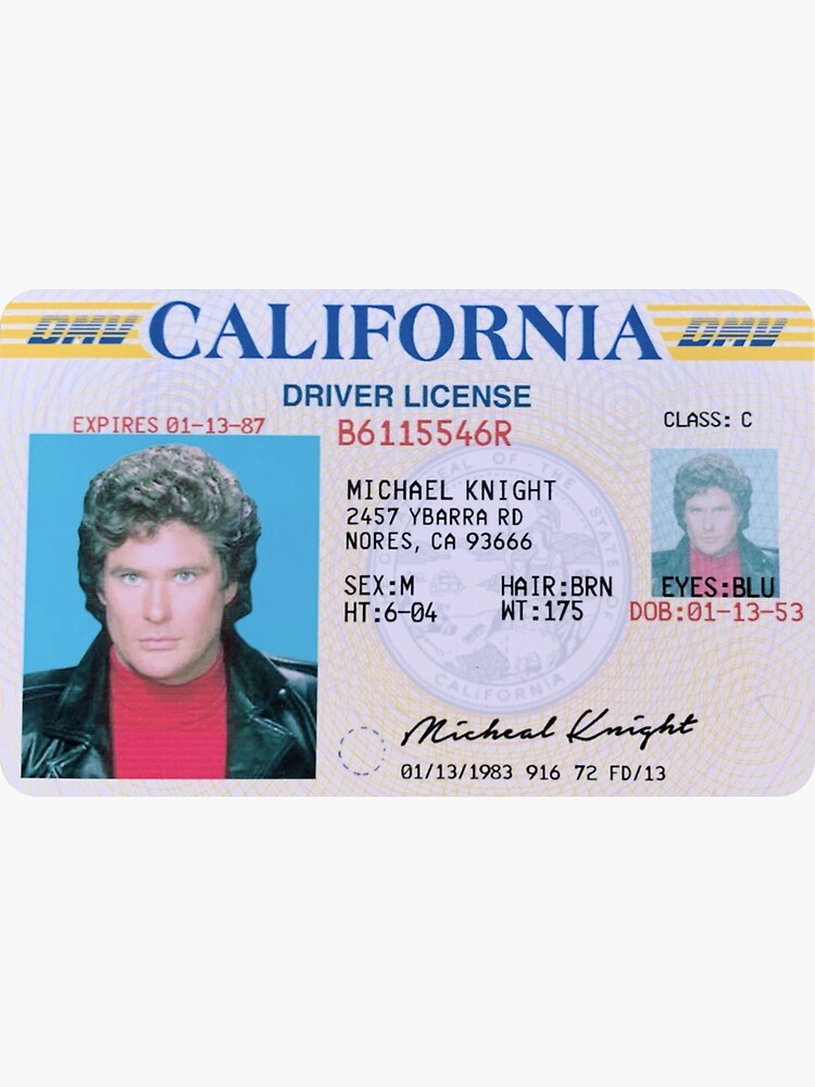 "Knight Rider Michael Knight Drivers License Prop ID CARD TShirt
