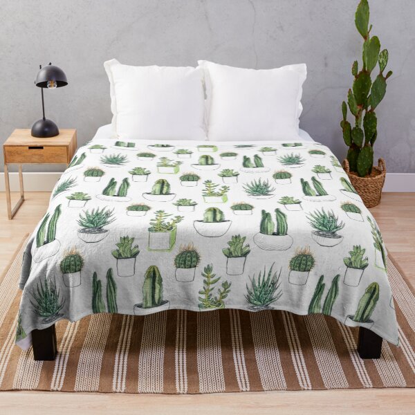 Watercolour cacti & succulents Throw Blanket