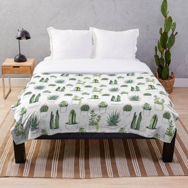 Watercolour cacti & succulents Throw Blanket