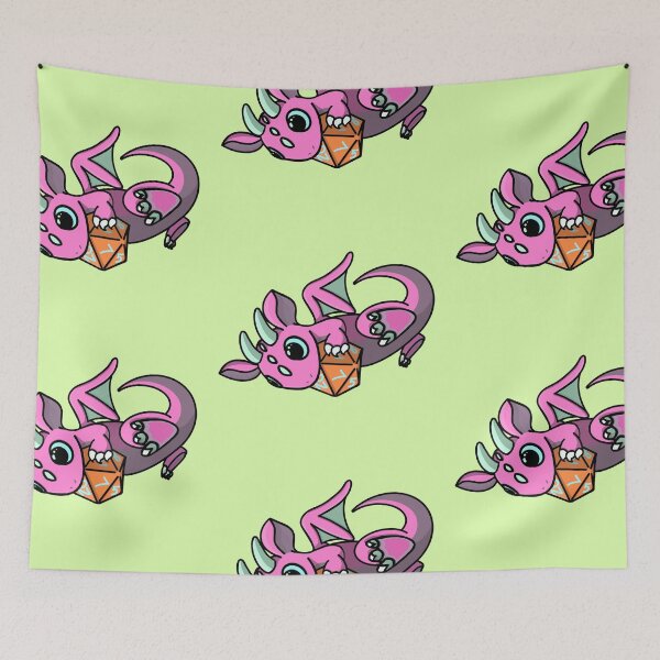 Item preview, Flying Cute Pink and Orange Dice Goblin Dragon Baby designed and sold by Winging-It.