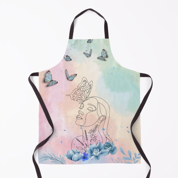 Item preview, Floral Blue Water Colour Woman's Face Single Lined Drawing With Butterflies designed and sold by adoredigitals.