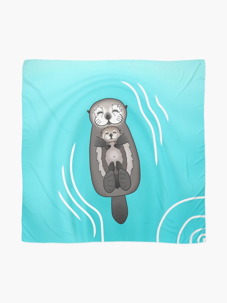 Panuelo Nutrias Marinas De La Madre Y Del Perrito Madre Que Sostiene La Nutria Del Bebe De Prettyinink Redbubble