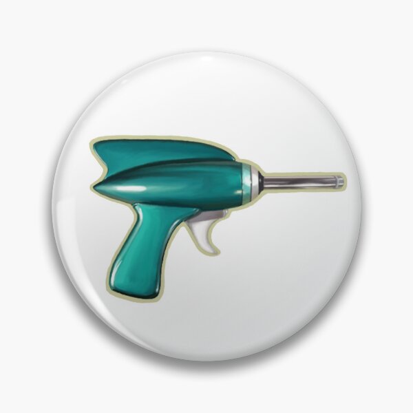 Item preview, Vintage 1950s Sci-fi Toy Ray Gun, Aqua Blue Realistic Digital Painting, Single and Repeating Pattern designed and sold by Nicolette Olivier.