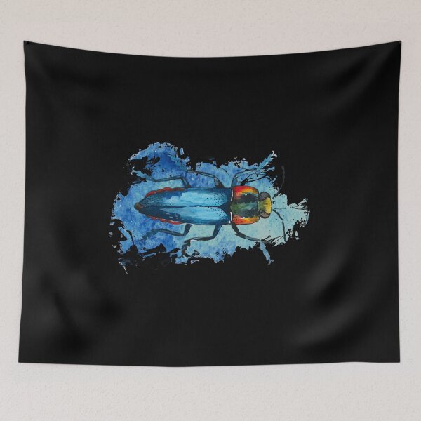 Item preview, Beautiful Watercolor crawling BUG / BEETLE Blue horizontal designed and sold by EDDArt.