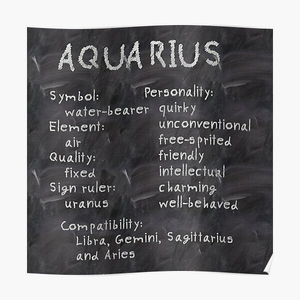 "Aquarius traits" Poster for Sale by adiosmillet | Redbubble