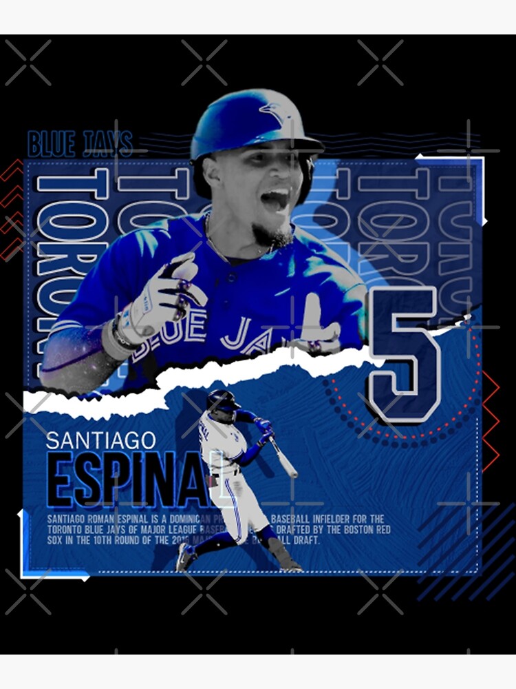 Santiago Espinal Baseball Paper Poster Blue Jays - Santiago Espinal - T- Shirt