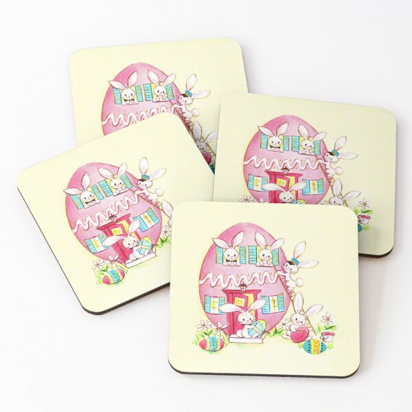 Item preview, A Very Vintage Easter - Reimagined, Retro, Easter, Holiday, Card, Bunnies, Bunny, Rabbit, Bun Bun, Egg, Eggs, Colored, Dyed, House, Home, Pastel,  designed and sold by CanisPicta.