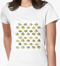 Isometric Building City Map Farm Icon Set Vector Illustration Women's Fitted T-Shirt