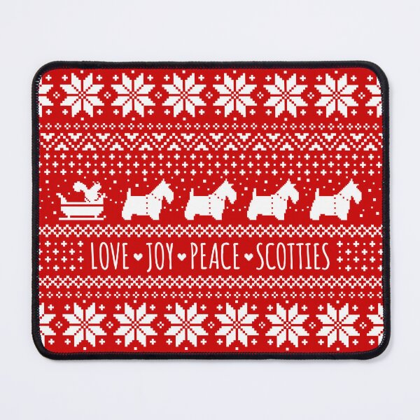 Item preview, Love Joy Peace Scotties | Scottish Terriers Christmas Holiday Pattern designed and sold by Jenn Inashvili.