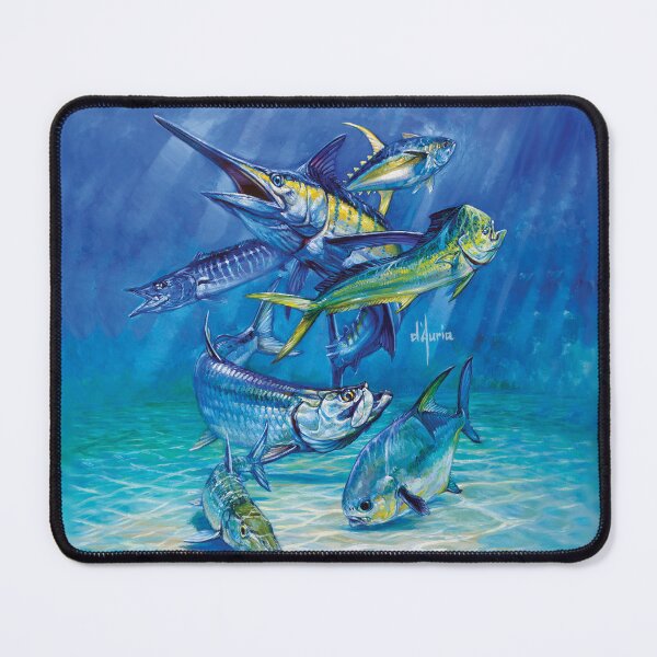Fishing Computer Mouse Pad, Big Pike Fish Catching Wobblers Reel Trap in  River Raptorial Predator Hunting Print, Rectangle Non-Slip Rubber Mousepad  X-Large, 35 x 15, Black Blue, by Ambesonne 