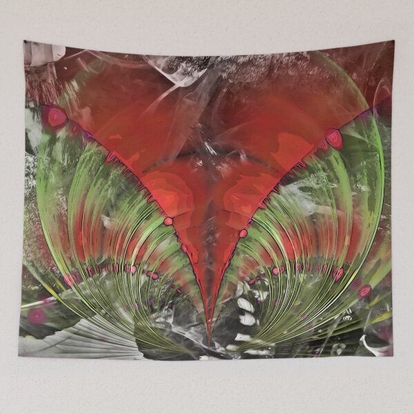 Item preview, Abstract Fractal Painting Red Green Gray designed and sold by EDDArt.