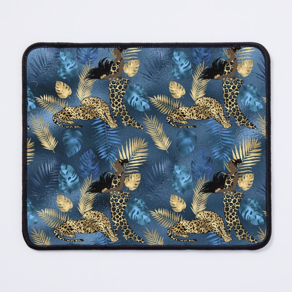 Item preview, Blue And Gold Leopard Trendy Patterns | Leopard And A Woman Patterns designed and sold by TrendyGlitter.