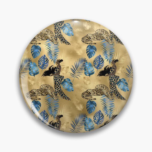 Item preview, Blue And Gold Leopard Trendy Patterns1 | Leopard And A Woman Patterns  designed and sold by TrendyGlitter.
