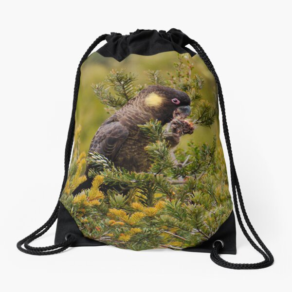 PARROT ~ Yellow-tailed Black-Cockatoo by David Irwin DJIVADP2J7C Drawstring Bag
