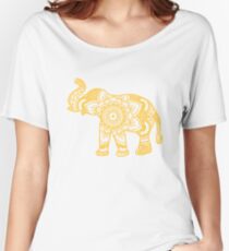Mandala Elephant Yellow Relaxed Fit T-Shirt