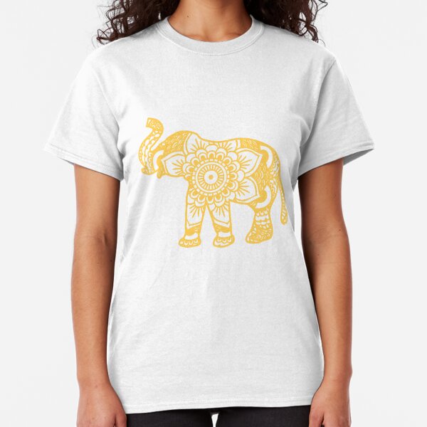Mandala Elephant Yellow Classic T-Shirt