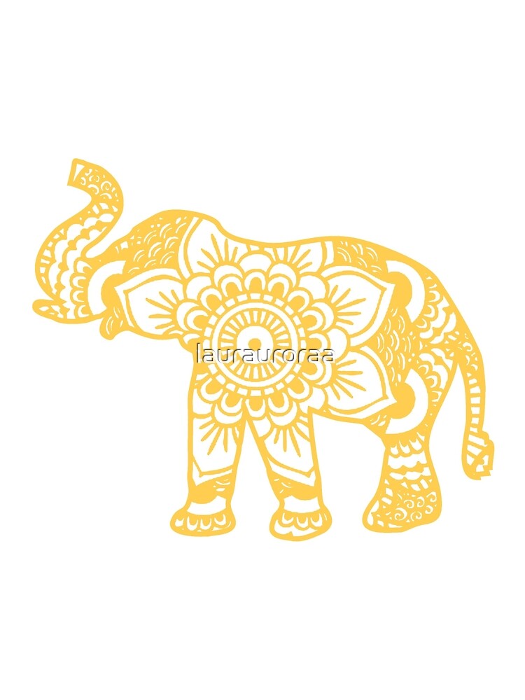 Mandala Elephant Yellow by laurauroraa