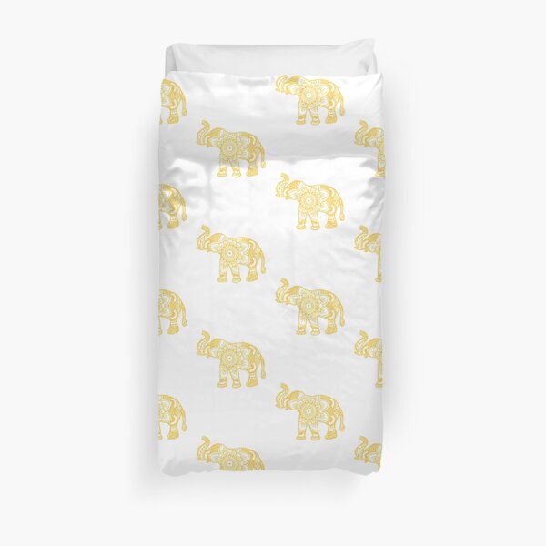 Mandala Elephant Yellow Duvet Cover