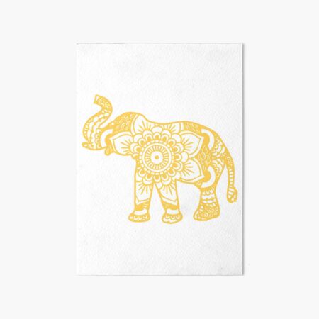Mandala Elephant Yellow Art Board Print