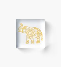 Bloque acrílico Mandala Elephant Yellow