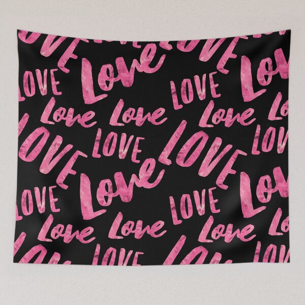 Item preview, Hot Pink LOVE Pattern On Elegant Black Background designed and sold by DEC02.