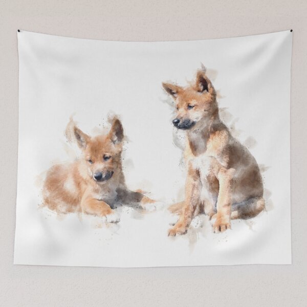 Item preview, Dingo Pups Watercolour Artwork  designed and sold by Typeglyphs.
