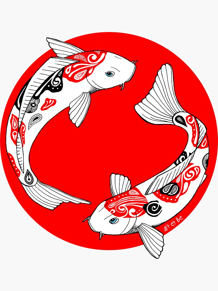 Thumbnail 3 of 3, Sticker, Japanese koi designed and sold by artetbe.