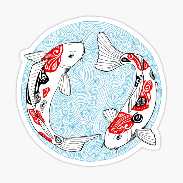 Fish carp koi blue Sticker