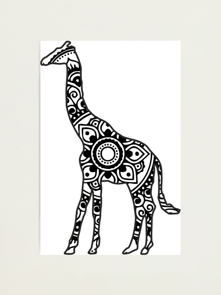 Download Mandala Giraffe Black Photographic Print By Laurauroraa Redbubble
