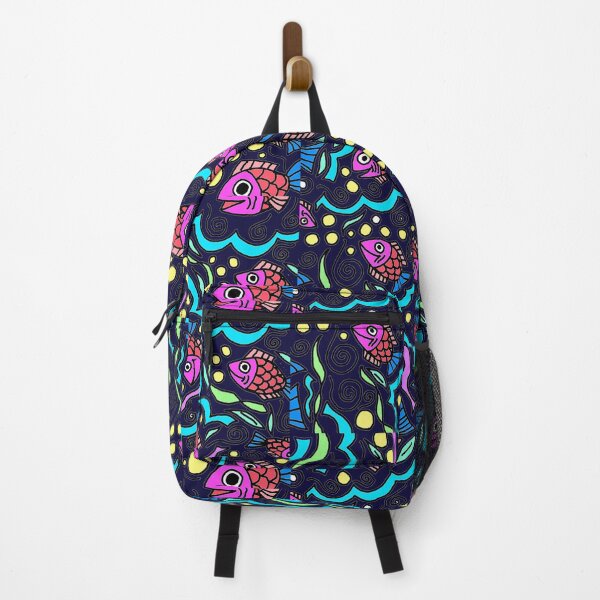 Item preview, Happy Swimming Fish Black background  designed and sold by GemmasGems.