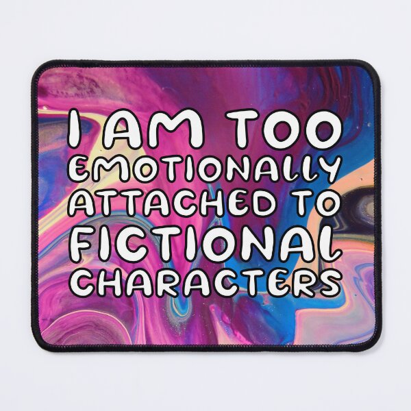 Item preview, Emotionally attached to fictional characters | Funny Reading Quote with Goofy Rounded Font Trippy Pattern designed and sold by SomeDesignThing.