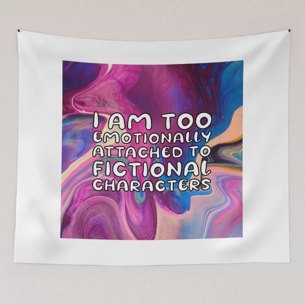 Item preview, Emotionally attached to fictional characters | Funny Reading Quote with Goofy Rounded Font Trippy Pattern designed and sold by SomeDesignThing.