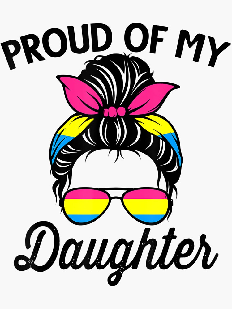 Pansexuality Pride Proud Mom Messy Bun Lgbt Pansexual Flag Sticker My